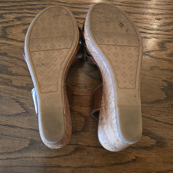 Etienne Aigner Brown Strap Wedge Heel Size 8 Women - Picture 7 of 10